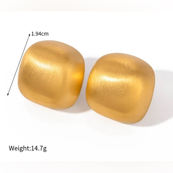 18K Gold plated Square earrings*Stud earrings*Chunky Stud Earrings - Picture 6 of 6